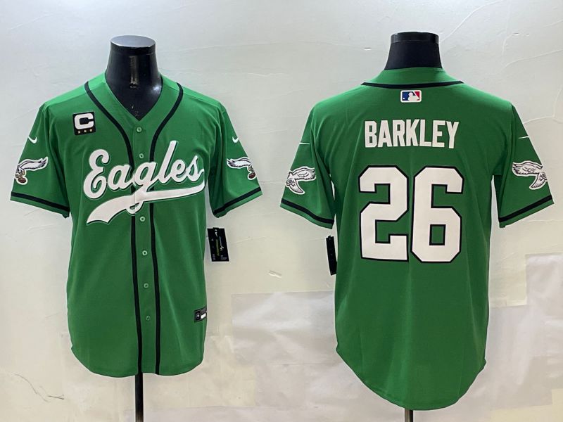 Men Philadelphia Eagles 26 Barkley Green three generations Jointly Name 2025 Nike Limited NFL Jersey style 14